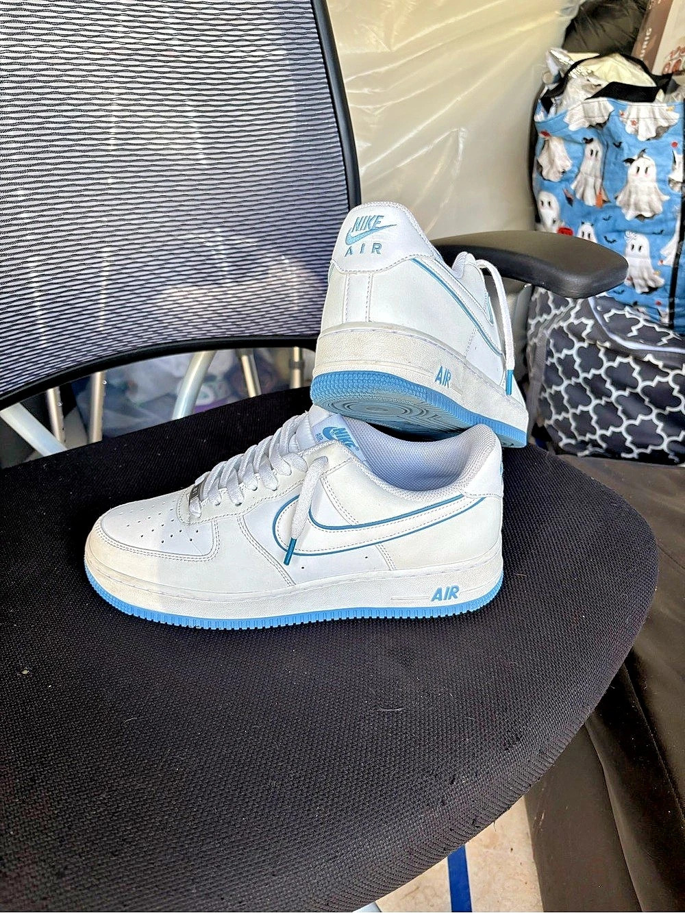 Nike Air Force 1 Sneakers White & Blue Size